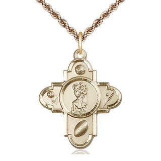 14kt Gold Sports 5-Way St Christopher Medal