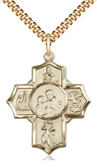 14kt Gold Filled 5-Way Firefighter Medal Catholic Jewelry