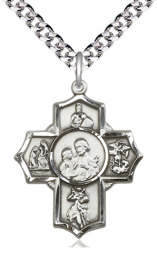 Sterling Silver 5-Way Firefighter Medal Catholic Jewelry