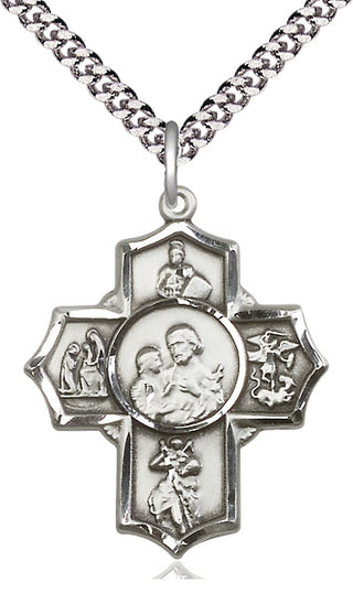 Sterling Silver 5-Way Firefighter Medal Catholic Jewelry