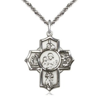 Sterling Silver 5-Way Firefighter Medal Catholic Jewelry