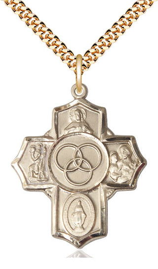 14kt Gold Filled Blended Family 5-Way Medal Catholic Jewelry