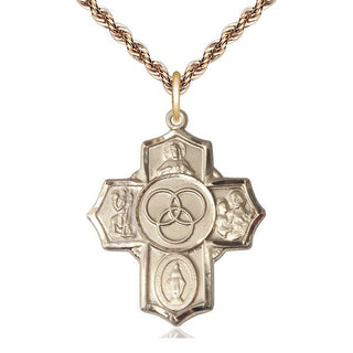 14kt Gold Filled Blended Family 5-Way Medal Catholic Jewelry
