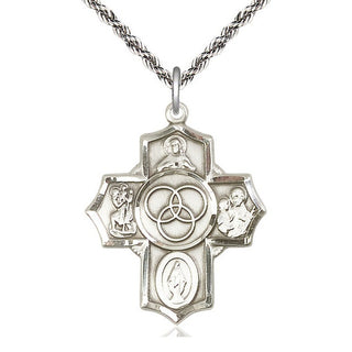 Sterling Silver Blended Family 5-Way Medal Catholic Jewelry
