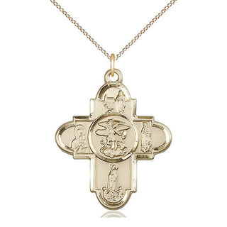 14kt Gold Filled Our Lady 5-Way Medal Catholic Jewelry