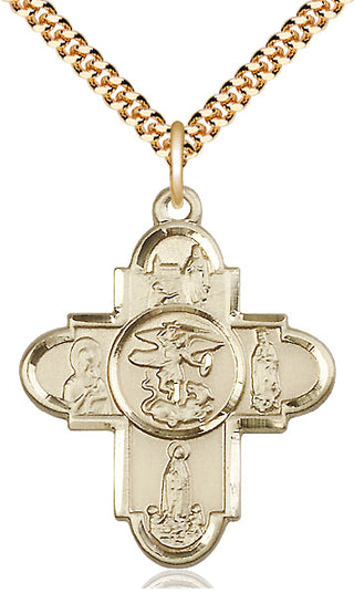 14kt Gold Filled Our Lady 5-Way Medal Catholic Jewelry