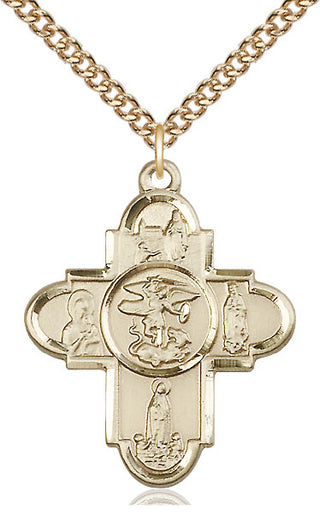 14kt Gold Filled Our Lady 5-Way Medal Catholic Jewelry