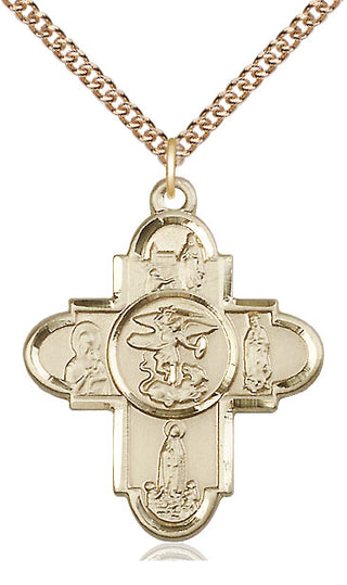 14kt Gold Our Lady 5-Way Medal