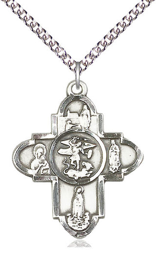 Sterling Silver Our Lady 5-Way Medal Catholic Jewelry