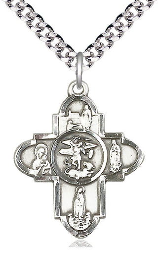 Sterling Silver Our Lady 5-Way Medal Catholic Jewelry
