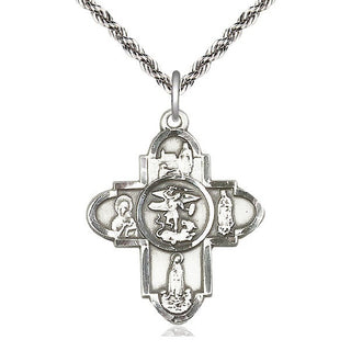 Sterling Silver Our Lady 5-Way Medal Catholic Jewelry