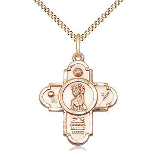 14kt Gold Filled 5-Way St Christopher Sports Medal Catholic Jewelry