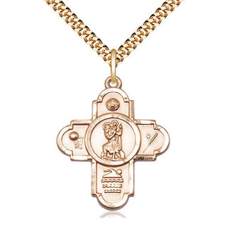 14kt Gold Filled 5-Way St Christopher Sports Medal Catholic Jewelry