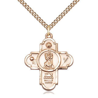 14kt Gold Filled 5-Way St Christopher Sports Medal Catholic Jewelry