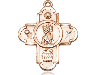 14kt Gold 5-Way St Christopher Sports Medal