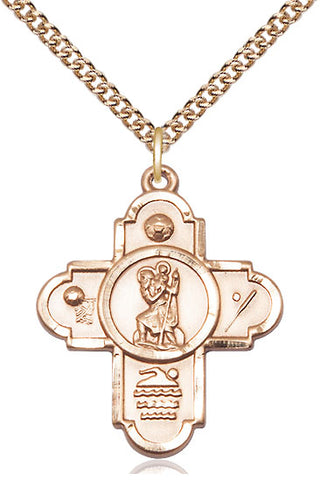 14kt Gold 5-Way St Christopher Sports Medal