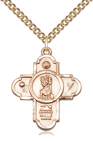 14kt Gold 5-Way St Christopher Sports Medal