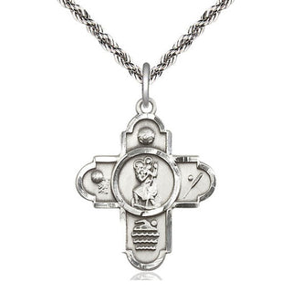 Sterling Silver 5-Way St Christopher Sports Medal Catholic Jewelry