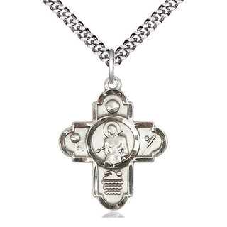 Sterling Silver 5-Way St Sebastian Sports Medal Catholic Jewelry