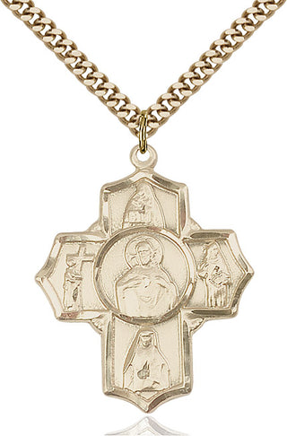 14kt Gold Filled Scapular 5-Way Medal Catholic Jewelry
