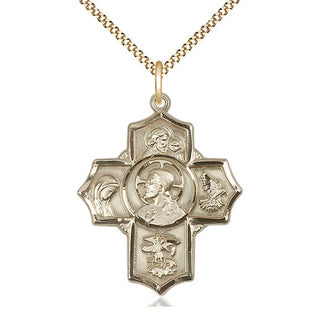 14kt Gold Filled Sacred Heart 5-Way Medal Catholic Jewelry