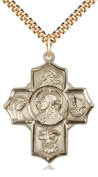 14kt Gold Filled Sacred Heart 5-Way Medal Catholic Jewelry