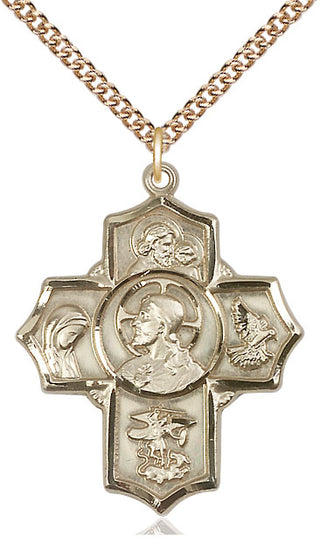 14kt Gold Filled Sacred Heart 5-Way Medal Catholic Jewelry