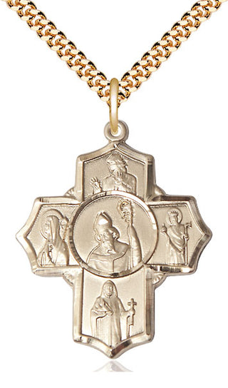 14kt Gold Filled Irish 5-Way Medal Catholic Jewelry