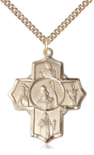 14kt Gold Irish 5-Way Medal