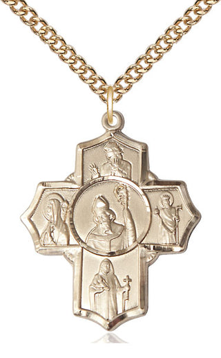 14kt Gold Irish 5-Way Medal