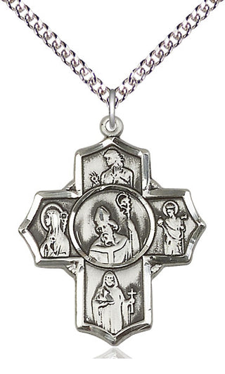 Sterling Silver Irish 5-Way Medal Catholic Jewelry