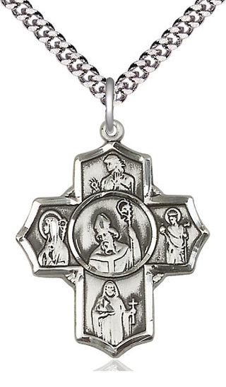 Sterling Silver Irish 5-Way Medal Catholic Jewelry