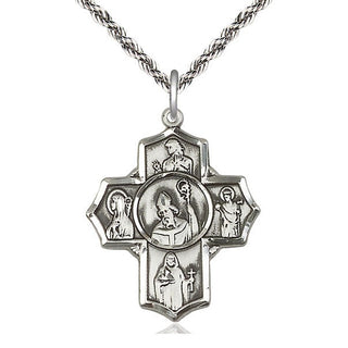 Sterling Silver Irish 5-Way Medal Catholic Jewelry