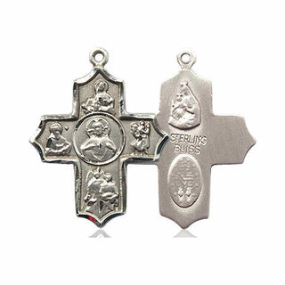 Sterling Silver Sacred Heart 5-Way Medal Catholic Jewelry