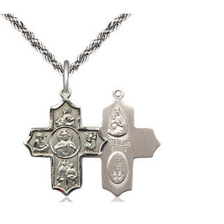 Sterling Silver Sacred Heart 5-Way Medal Catholic Jewelry