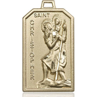 14kt Gold Saint Christopher Medal Engraved Catholic Saint Jewelry