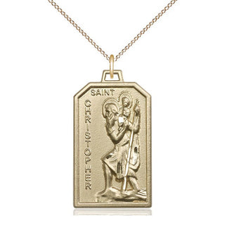 14kt Gold Saint Christopher Medal Engraved Catholic Saint Jewelry