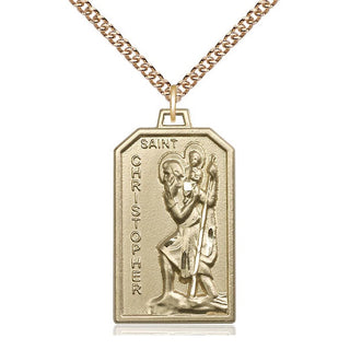 14kt Gold Saint Christopher Medal Engraved Catholic Saint Jewelry