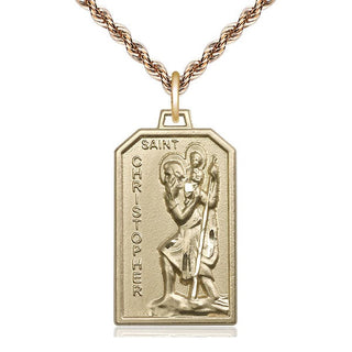 14kt Gold Saint Christopher Medal Engraved Catholic Saint Jewelry