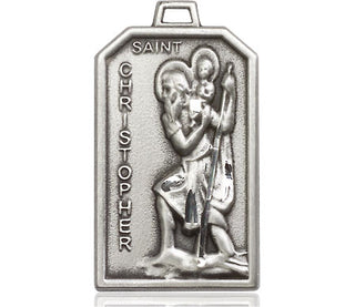 Pewter Saint Christopher Medal Engraved Catholic Saint Jewelry
