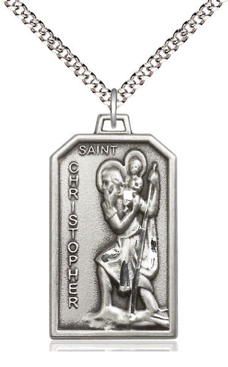Pewter Saint Christopher Medal Catholic Jewelry Engraved Catholic Saint Jewelry