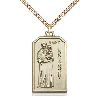 14kt Gold Saint Anthony Medal Engraved Catholic Saint Jewelry