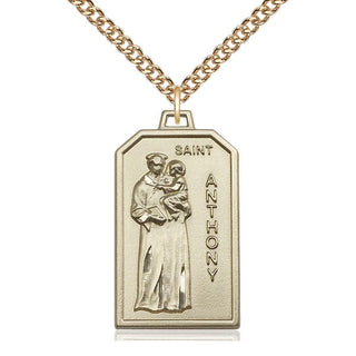 14kt Gold Saint Anthony Medal Engraved Catholic Saint Jewelry