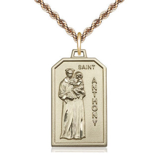 14kt Gold Saint Anthony Medal Engraved Catholic Saint Jewelry