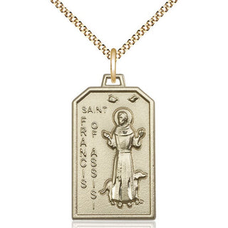 14kt Gold Filled Saint Francis Medal Catholic Jewelry Engraved Catholic Saint Jewelry