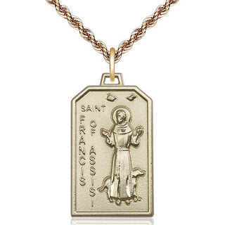 14kt Gold Filled Saint Francis Medal Catholic Jewelry Engraved Catholic Saint Jewelry