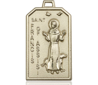 14kt Gold Saint Francis Medal Engraved Catholic Saint Jewelry