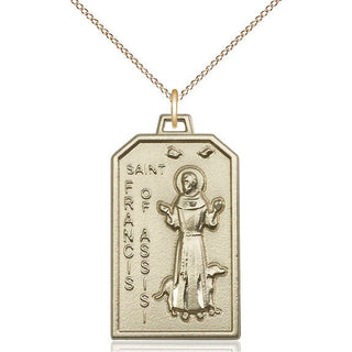 14kt Gold Saint Francis Medal Engraved Catholic Saint Jewelry