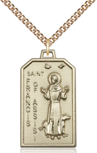 14kt Gold Saint Francis Medal Engraved Catholic Saint Jewelry