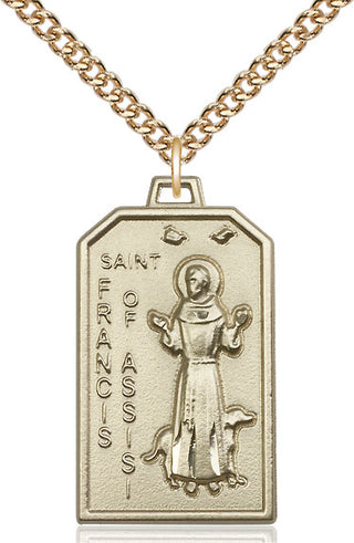 14kt Gold Saint Francis Medal Engraved Catholic Saint Jewelry